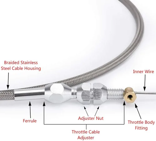 Miniatura 3 de Kit de cable de acelerador LS trenzado de acero inoxidable de 36", cable de acelerador ajustable compatible con motor Chevrolet/Chevy LS1 97-07 4.8L