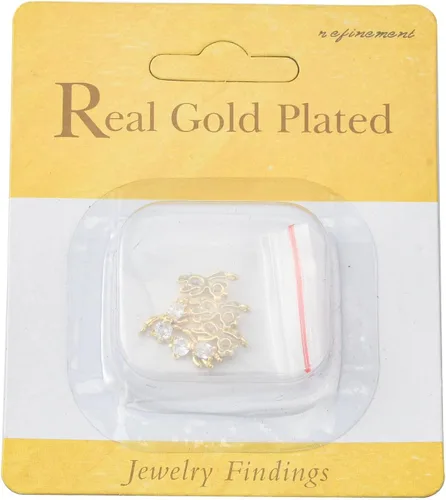Miniatura 8 de KitBeads 5 dijes de oso de circonita cúbica chapados en oro de 18 quilates, lindos dijes de animales colgantes para hacer pulseras de joyería