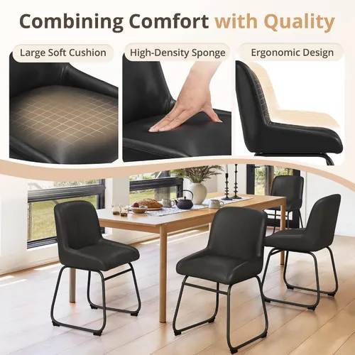 Miniatura 3 de LUE BONA Juego de 4 cómodas sillas de comedor, modernas sillas de cocina tapizadas con respaldo acolchado y patas de metal gruesas para comedor