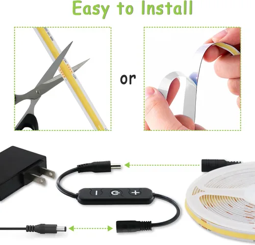 Miniatura 2 de Tira de luces LED COB verde de 10 pies, 24 V, regulable, alta CRI95+, ultra brillante, flexible, tira de luces LED, tira de luces para el día de San