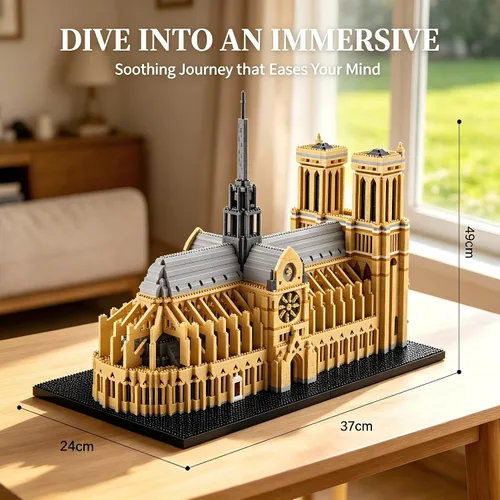 Miniatura 7 de KLMEi Juego de bloques de construcción de arquitectura famosa mundial, Notre Dame de París, 7380 piezas, kit de modelo grande creativo para adultos
