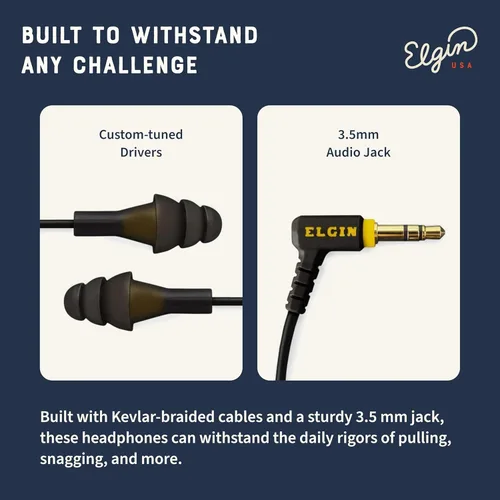 Miniatura 6 de Elgin Ruckus Auriculares con tapón para los oídos, con certificación ANSI de reducción de ruido de 25 dB, clasificación IP65 para resistencia al