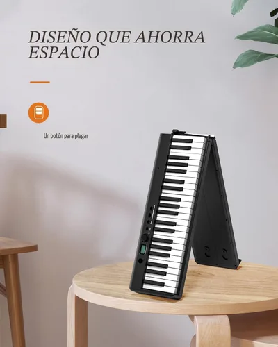 Miniatura 2 de Teclado de piano portátil, piano digital plegable semipesado de 88 teclas, tamaño completo, grano de madera, teclado de piano eléctrico con Negro