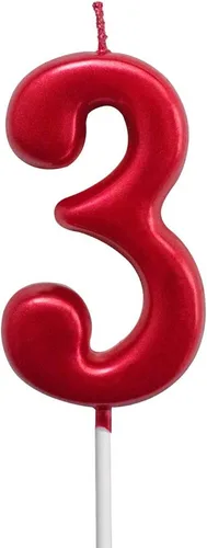 Velas de Cumpleaños Rojas 3 Velas 3er Tres Años Pastel Número Romano Enfriador Número Vela No 30 31 32 33 34 35 36 37 38 39