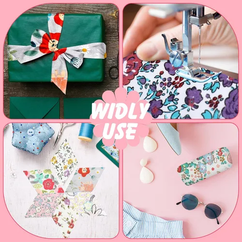 Miniatura 6 de Ganeen 100 piezas de rollo de tela para acolchado floral rosa y morado, cuadrados de tela de 2.56 pulgadas, tiras de tela de jalea precortadas