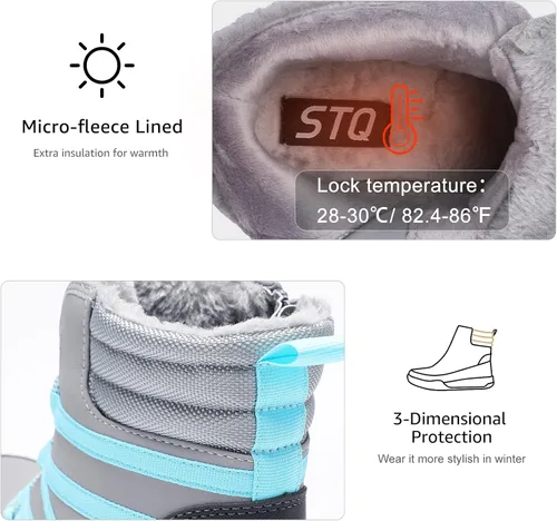 Miniatura 3 de STQ Botas de invierno para caminar para mujer, con cremallera, ligeras, acogedoras, botines con cordones