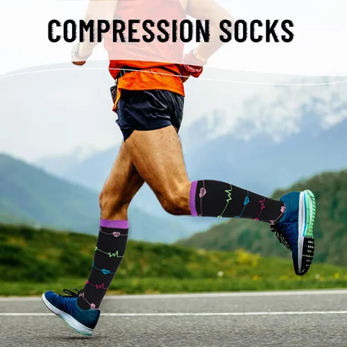 Miniatura 4 de American Trends Calcetines de compresión de talla grande para mujer, los mejores 3 pares de soporte para deporte, correr, ciclismo, atletismo