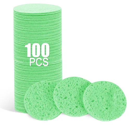 Miniatura 11 de 50 esponjas faciales, celulosa natural comprimida, rosa, forma redonda, limpieza facial, exfoliante, eliminación de maquillaje Paquete de 50 rosas
