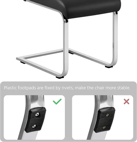 Miniatura 8 de Yaheetech Juego de 2 sillas de comedor modernas tapizadas de piel sintética con respaldo alto y patas metálicas cromadas para cocina, sala de estar