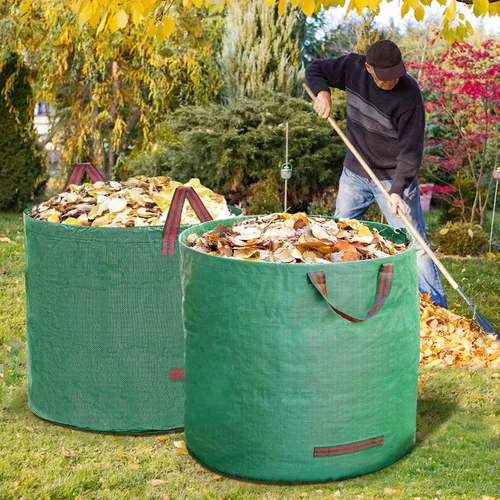 Miniatura 6 de Paquete de 2 bolsas de hojas de 32 galones, bolsas de basura reutilizables para patio, bolsas de césped resistentes para hojas de jardín