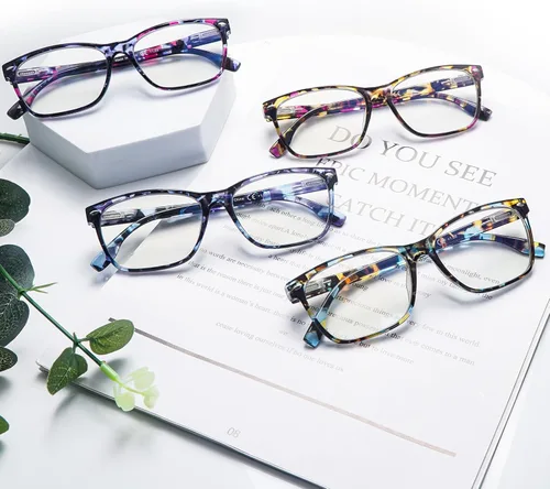 Miniatura 7 de Anteojos de lectura progresivos multienfoque para mujer, estampado de patrón de bloque de luz azul, elegantes lectores de computadora para mujer