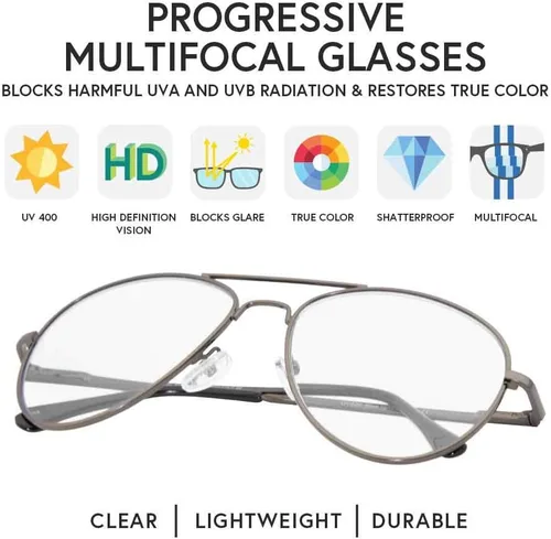 Miniatura 3 de VITENZI Gafas de lectura progresivas para mujeres y hombres, multifocales para computadora con lentes de bloqueo de luz azul Milán