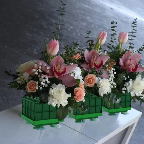 Miniatura 6 de Jaula de espuma floral para flores, soporte cuadrado de espuma para flores frescas, cuenco de mesa, centro de mesa, arreglo floral de 4.3 x 4.3 x