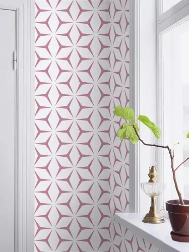 Miniatura 7 de Heroad Papel tapiz de color rosa moderno para despegar y pegar, papel de contacto bohemio geométrico rosa para armarios y cajones, apto