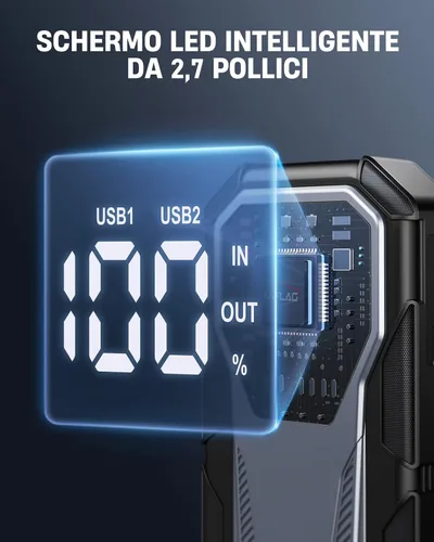 Miniatura 2 de Batería de arranque de coche 7000A de 12 V, caja de salto portátil de 21800 mAh para todos los motores de gasolina y diésel de 10L, cables de puente