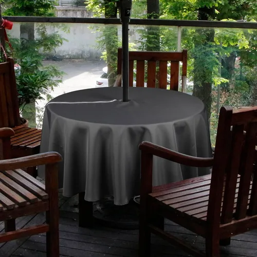 Miniatura 19 de Melaluxe - Mantel impermeable resistente a las manchas para exteriores con agujero para sombrillas y cremallera