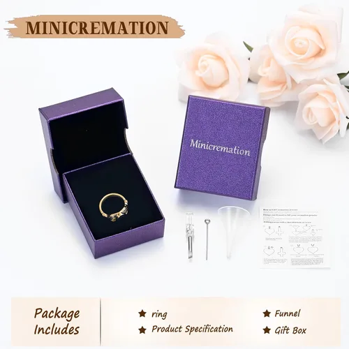 Miniatura 7 de Minicremation Anillo de urna de cremación para cenizas para mujer, anillo de dedo de corazón de acero inoxidable, impermeable, recuerdo