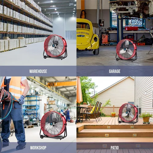 Miniatura 6 de Tornado Ventilador de tambor de 24 pulgadas de alta velocidad, ventilador de piso industrial de alta resistencia de 8800 CFM, cuchillas metálicas