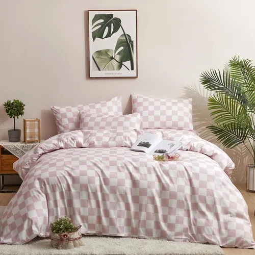 Miniatura 28 de KAREVER Juego de edredón azul y blanco a cuadros, juego de ropa de cama para niñas, juego de edredón a cuadros azul y blanco, manta para niños