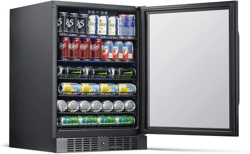 Miniatura 12 de NewAir Refrigerador de bebidas de 24 pulgadas, mini refrigerador con capacidad para 177 latas, acero inoxidable negro con enfriador integrado