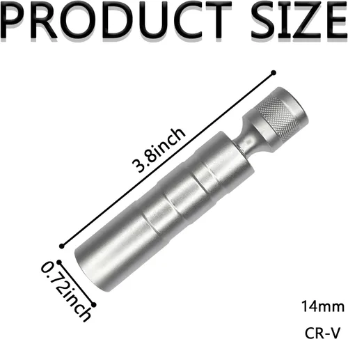 Miniatura 2 de beypovk Enchufe de bujía de 0.551 in, giratorio de 360 grados, universal, magnético, 12 puntos, unidad de 3/8 pulgadas, juego de herramientas