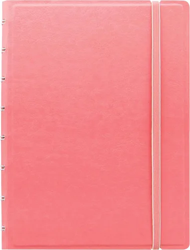FILOFAX Cuaderno Pastel Recargable, A5 (8.25" x 5") Rosa - 112 páginas móviles color crema - Índice, bolsillo y marcador de página (B115053U)