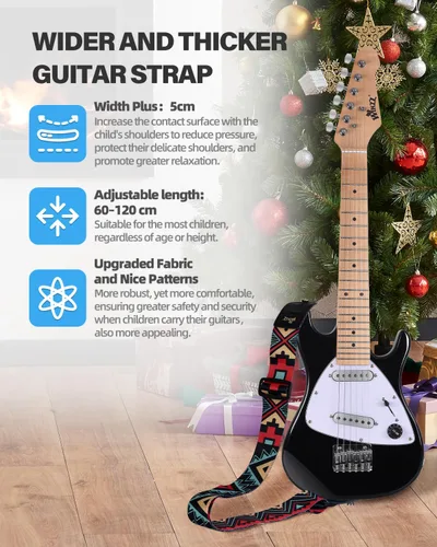 Miniatura 8 de Winzz - Guitarra eléctrica para niños de 30 pulgadas, kit para principiantes, guitarra eléctrica mini de tamaño 1/4 para niños, juego completo