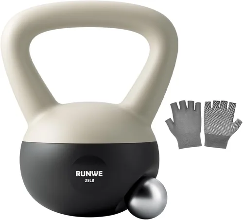 Miniatura 16 de RUNWE Pesa rusa suave de 5 libras, 10 libras, 15 libras, 20 libras, 25 libras, pesa rusa rellena de arena, silenciosa y apta para el suelo