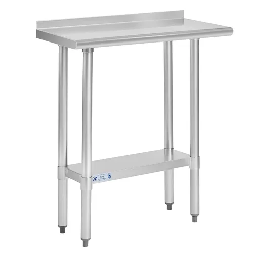 Miniatura 53 de Mesa de acero inoxidable para preparación y trabajo, con ruedas giratorias, mesa resistente, comercial NSF, con estante inferior y protector