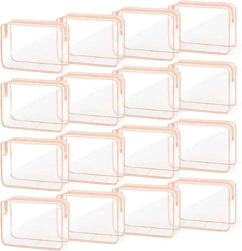 Miniatura 9 de TISRATOK 16 bolsas de maquillaje transparentes, bolsa de aseo de artículos esenciales de viaje, organizador de cosméticos de PVC transparente, bolsa