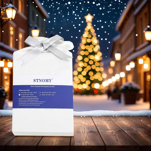 Miniatura 8 de Paquete de 2 fundas de almohada refrescantes de eucalipto Tencel tamaño King, color blanco nieve, absorben la humedad para sudores nocturnos, secado