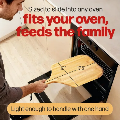 Miniatura 2 de HANS GRILL Pala de madera para pizza de 12 pulgadas, pala de madera de bambú, paleta de 12 pulgadas para horno, paleta de bambú natural de grado