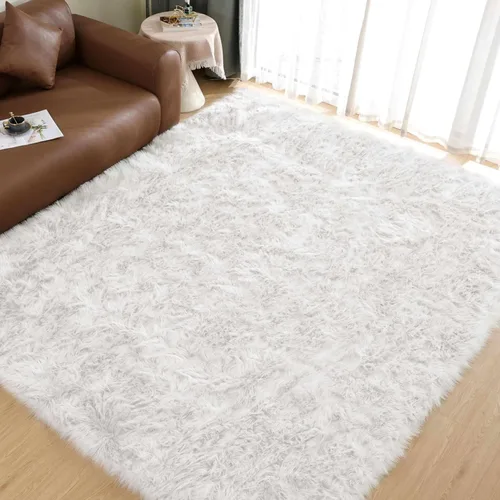 Miniatura 61 de Goolela Alfombra esponjosa de piel sintética de oveja sintética de 4 x 6 pies, color gris, para dormitorio, mesita de noche, alfombra suave de felpa