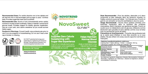 Miniatura 2 de NovoSweet Glyvia 80 tabletas edulcorante natural