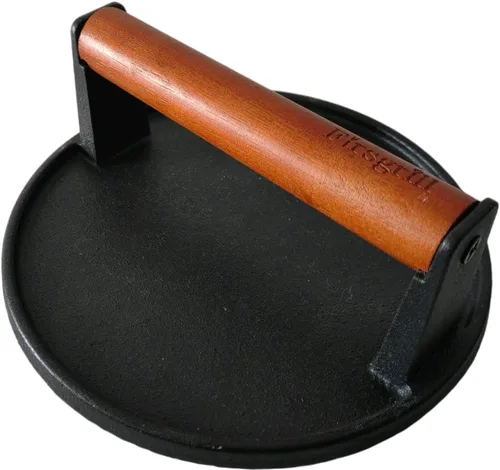 Miniatura 6 de Firsgrill Prensa para parrilla de hierro fundido resistente de 8.3"×4.3" y peso para bistec con mango de madera de agarre cómodo que no se calienta