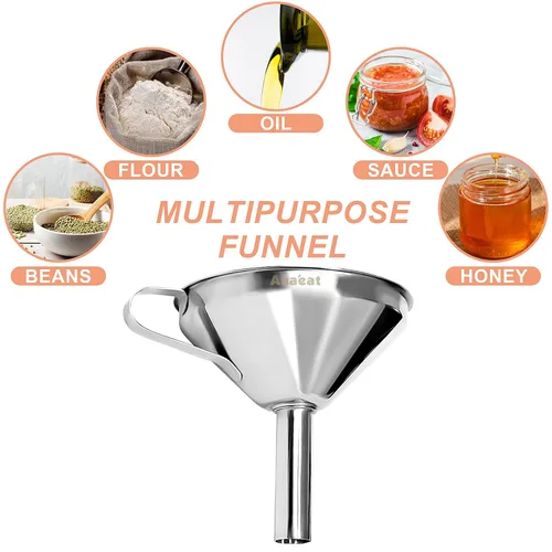 Miniatura 7 de Anaeat Embudo de cocina de acero inoxidable, embudos de cocina multiusos de metal de grado alimenticio con 2 filtros de filtro extraíbles
