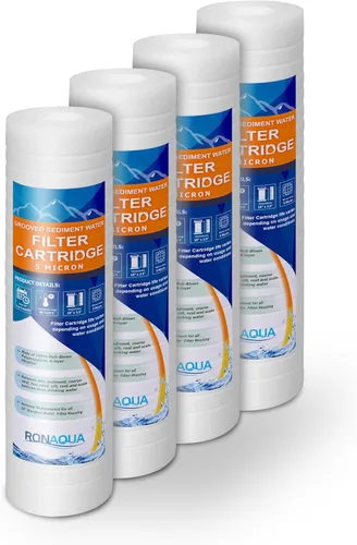 Ronaqua - Cartucho de filtro de agua de sedimentos ranurados de 10 x 2.5 pulgadas, cuatro capas de filtración, elimina arena, suciedad, limo, óxido,