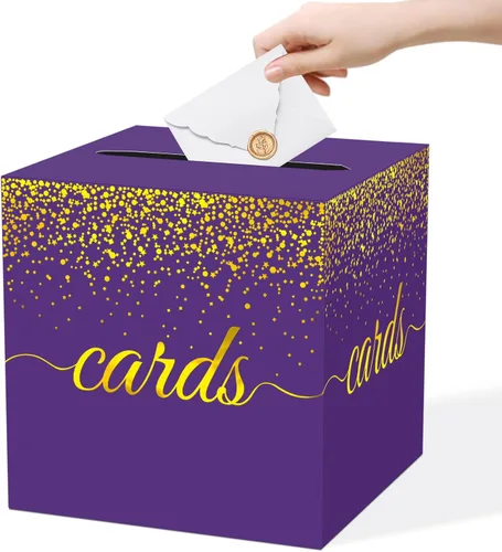 Miniatura 11 de WNINK Caja de tarjetas negra, caja de recepción de tarjetas de regalo para graduaciones, fiestas de cumpleaños, recepciones de boda, despedidas