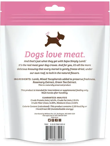 Miniatura 2 de Sojos Simply Lamb - Golosinas liofilizadas para perros, 4 onzas
