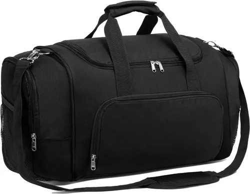 Vorspack Bolsa deportiva de lona Bolsa de gimnasio de 2124 pulgadas para mujeres y hombres, bolsa de lona ligera con botella de agua, Negro -