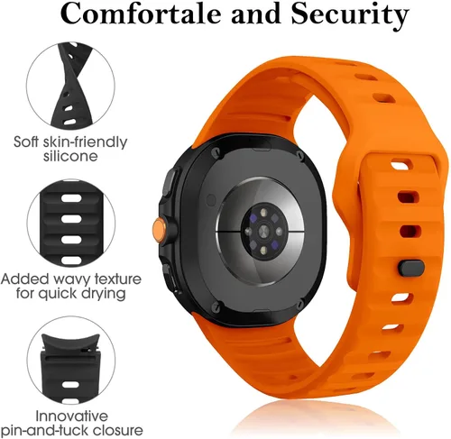 Miniatura 2 de Correa resistente sin huecos para Samsung Galaxy Watch Band 8 1.732 in 1.575 in/Galaxy Watch 8 Classic Band 1.811 in, correa deportiva de silicona
