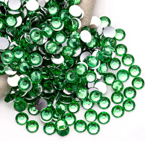 Miniatura 34 de Diamantes de imitación AB verdes a granel, 5000 piezas de diamantes de imitación de fondo plano redondos de gelatina AB sin fijación térmica, gemas