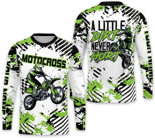 LASFOUR Camiseta de motocross personalizada 3D para niños y jóvenes, camiseta de carreras de motocross para niños y jóvenes, camiseta de conducción
