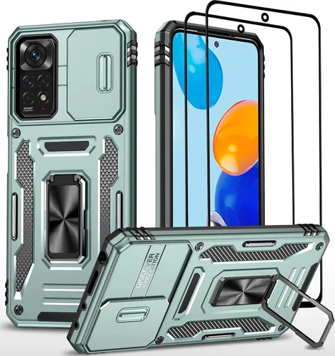 Miniatura 10 de Wefor Funda XiaoMi RedMi Note 11 (4G) con cubierta para cámara deslizante, soporte de anillo magnético de 360° mejorado grado militar a prueba