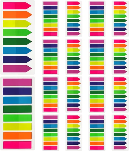 KICNIC Marcadores de página, pestañas adhesivas de colores, 3200 unidades, banderas de flecha translúcidas para marcado de página, calcomanías