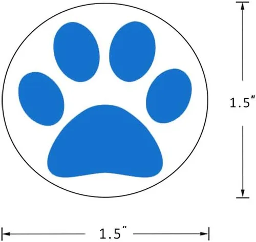 Miniatura 3 de Hcode Calcomanías redondas de 1.5 pulgadas con estampado de pata de oso azul, 500 unidades por rollo (1 rollo, azul)