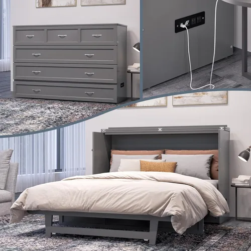 Miniatura 23 de AFI, Northfield Murphy Bed - Baúl de cama Twin XL con colchón de 6", cajón de almacenamiento y cargador USB integrado, ámbar quemado