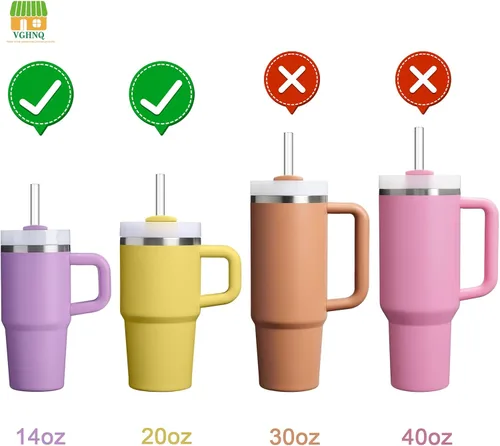 Miniatura 6 de Paquete de 4 popotes de repuesto Tritan para vaso Stanley de 20 onzas y 14 onzas, 8.46 pulgadas de largo, sin BPA, reutilizables, con cepillo