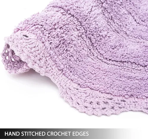 Miniatura 4 de Chardin home Alfombra de baño de ganchillo lavanda, 100% algodón redondo con borde de ganchillo artesanal hecho a mano, 24 pulgadas de diámetro