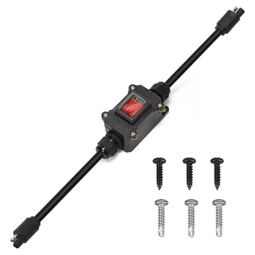 Miniatura 8 de Interruptor de alimentación en línea de 12 V, conector SAE impermeable briidea IP65 con indicador LED retroiluminado, cable de 14 AWG, ideal